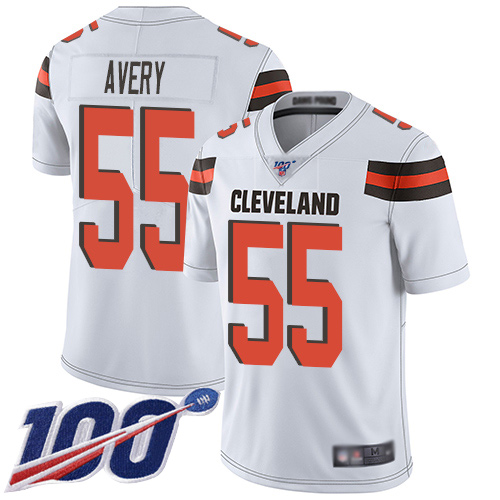 Cleveland Browns Genard Avery Men White Limited Jersey 55 NFL Football Road 100th Season Vapor Untouchable